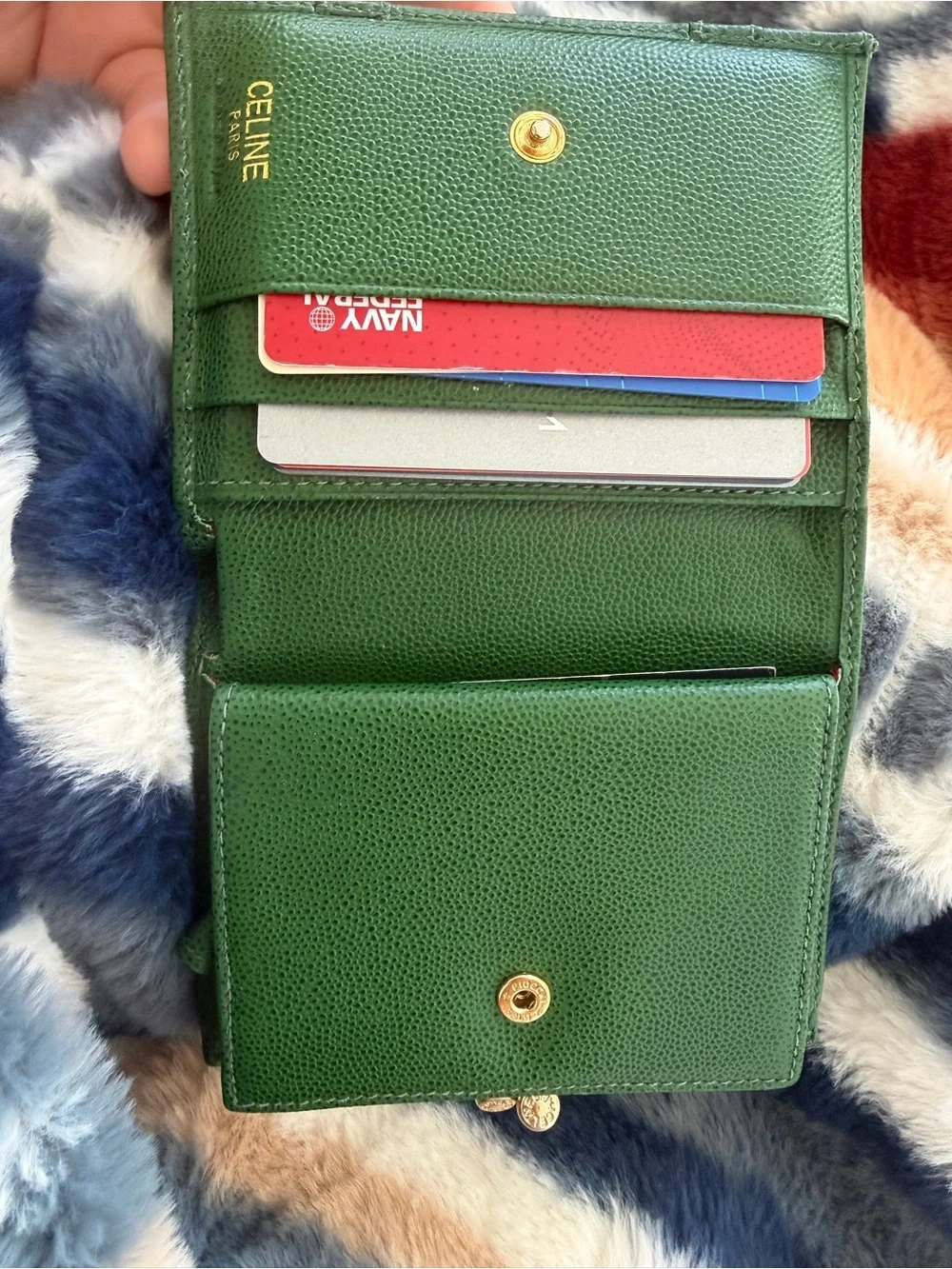 Celine Green Leather Wallet with Gold Hardware - Picture 7 of 9